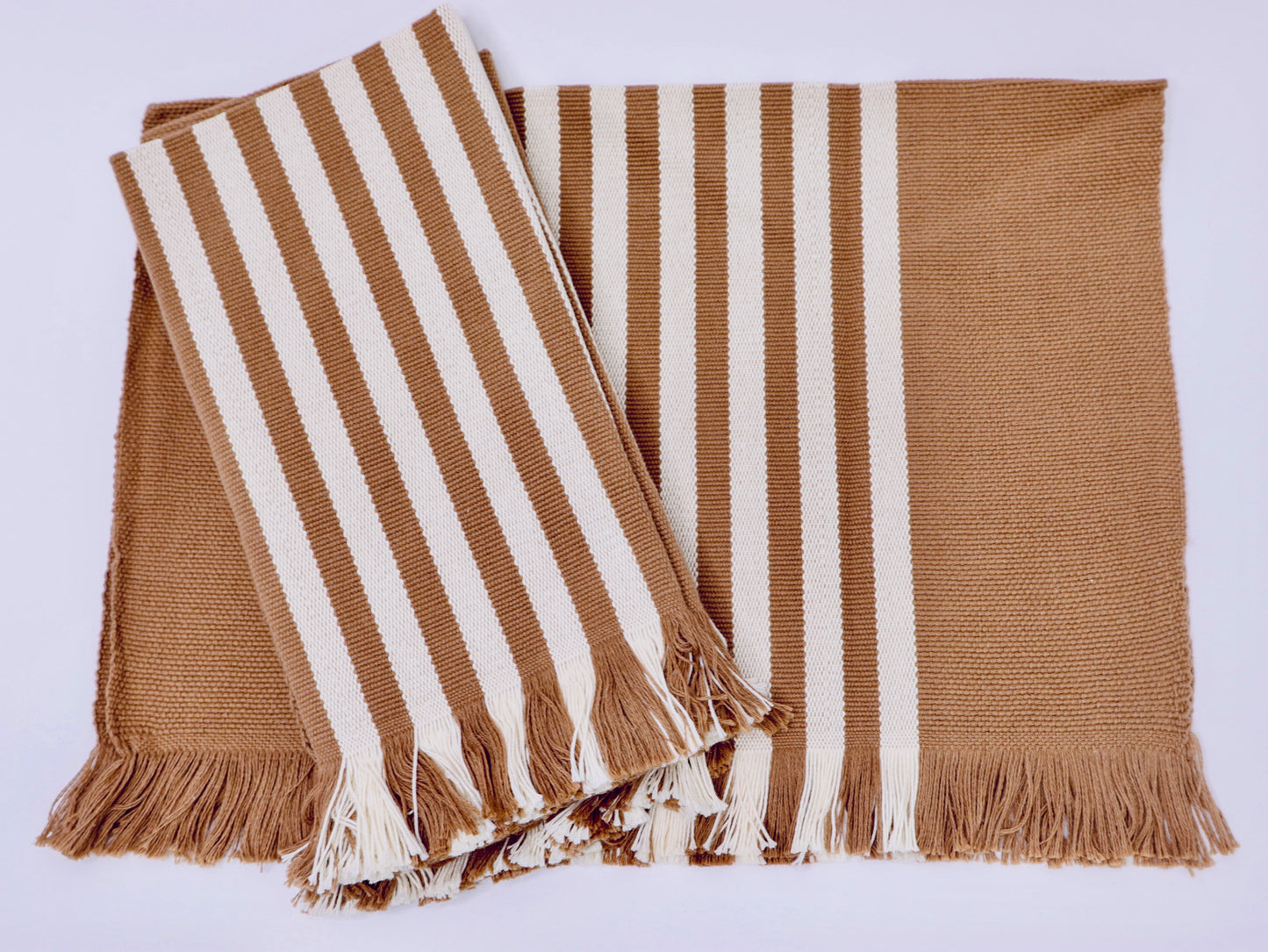 Fringed tan & beige placemat