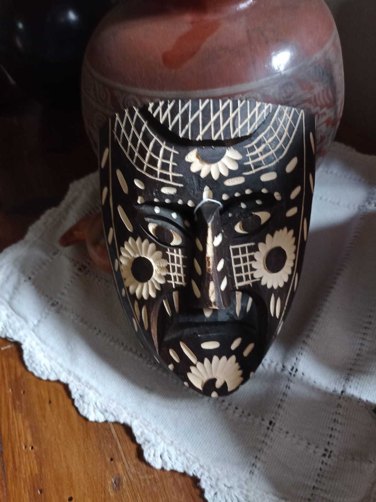 Hand carved “Patzcuaro” wooden Mask - Plantesana